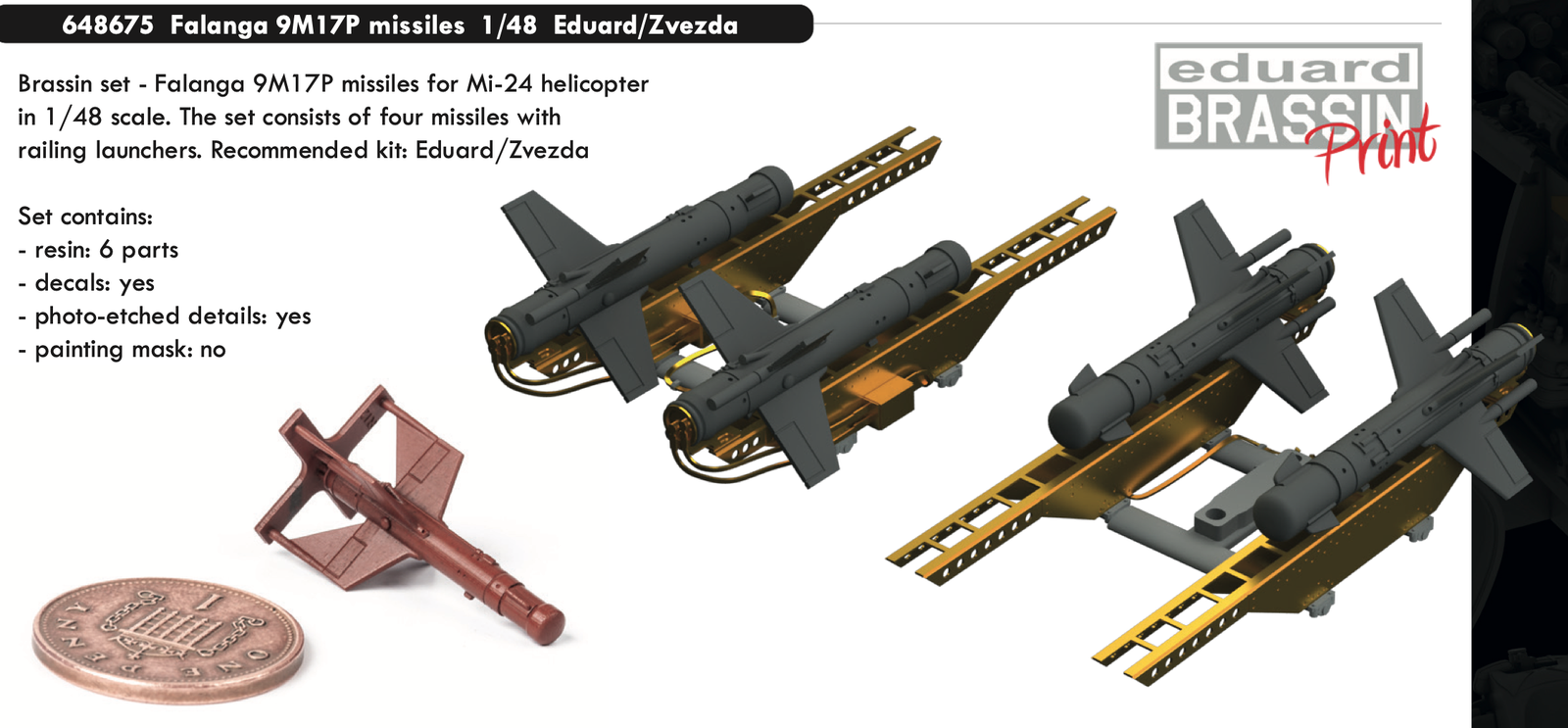 Eduard Brassin ED648675 1:48 Falanga 9M17P missiles