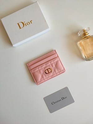 Dior Caro Pink Calfskin Card Holder Slots – Size × cm