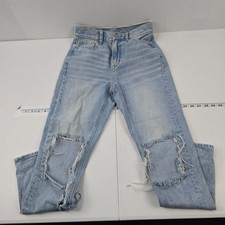 American Eagle Mom Jeans Light Wash 100 Cotton Size 0 Regular 4257