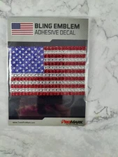 Team ProMark American Flag Bling Emblem Adhesive Decal 4.5" X 3" Rhinestone USA