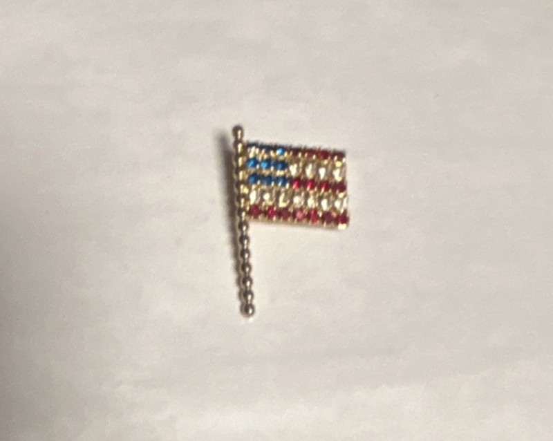 American Flag Patriotic Pinback Lapel Pin Red White Blue Gold Tone USA Colors