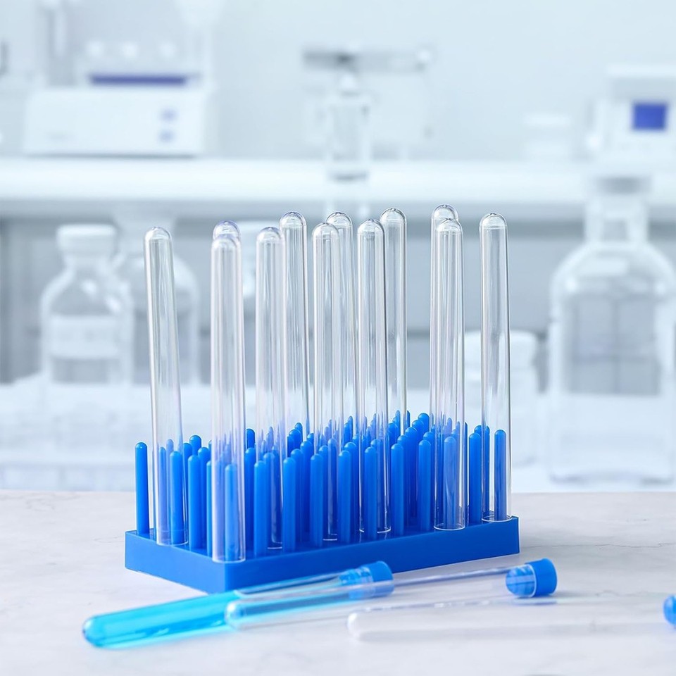 2 Pack Plastic Test Tube Rack, 66 Columns, Drip , for Drying and ...