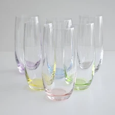 Crystalex Bohemia Tall Multi Colored Highball Drinking Glasses, Set of 6