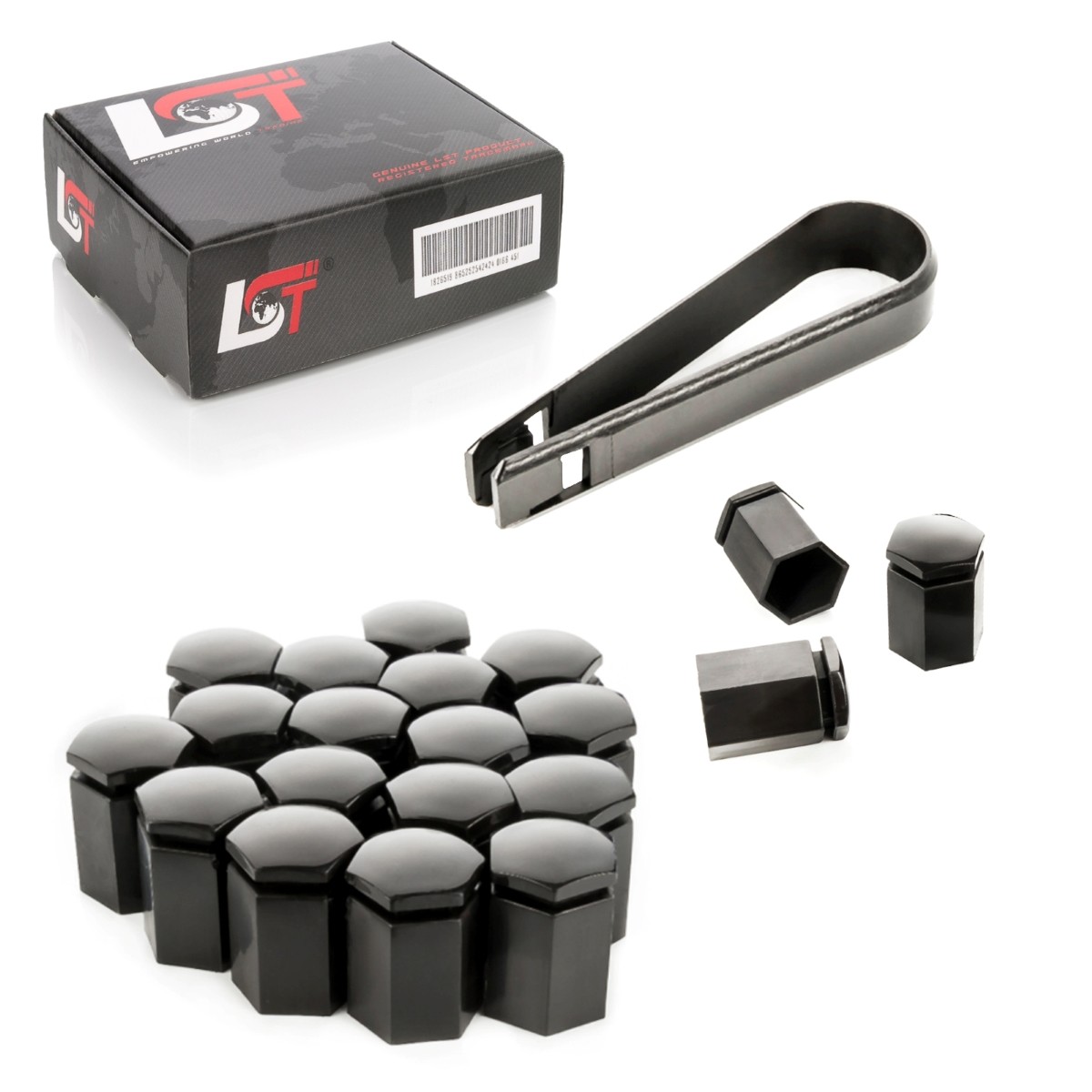 20X Wheel Nut Caps Long Black 17 Mm For PEUGEOT