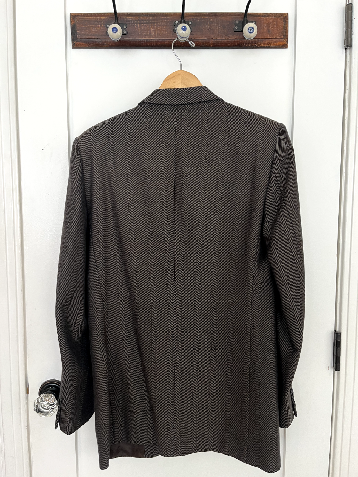 Giacca sportiva Yves Saint Laurent YSL marrone spina di pesce IT 48