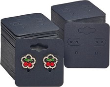 200 Pcs 2x2 Inch Black Earring Display Cards with Holes for Jewelry