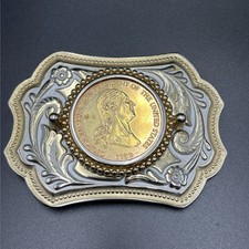 Vintage Las Vegas Dollar Prong Set Coin Washington Coin Western Belt Buckle