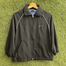 Vintage Y2K Nike Silver Tag Youth Boys Small 8 Black Blue Windbreaker Jacket