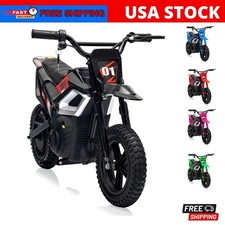 24V Kid Electric Motorcycle 14MPH Dirt Bike Ride on Motorbike LED Light 12" Tire