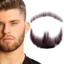 INFTOYCO Fake Beard Realistic Mustache Full Hand Tied 5 Inch, Black Brown