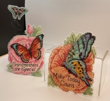Counted Cross Stitch Completed Grandma Are Special Butterfly s Flowers VTG