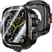 3 in 1 Metal PC Case for Apple Watch Ultra 49mm 360  Protective Tempered Glass