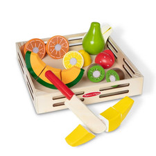 Melissa  Doug Cutting Fruit Set - Wooden Play Food Kitchen Accessory