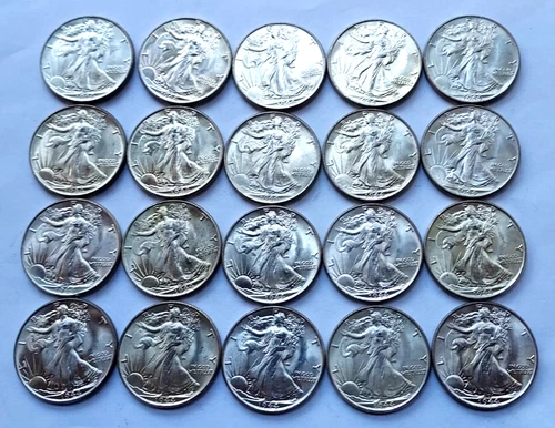 1944 Walking Liberty Half Unc.Roll of 20 - Frosty