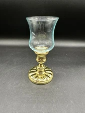 Vintage Solid Brass 3" Candlestick w/ Glass Votive Candle Globe Insert Stick