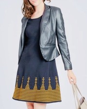 Nine West Border Print Dress in black and gold