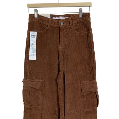 NWT Tinseltown Wide Leg Corduroy Low Rise Cargo Pants Baggy Women s 1/25 Brown