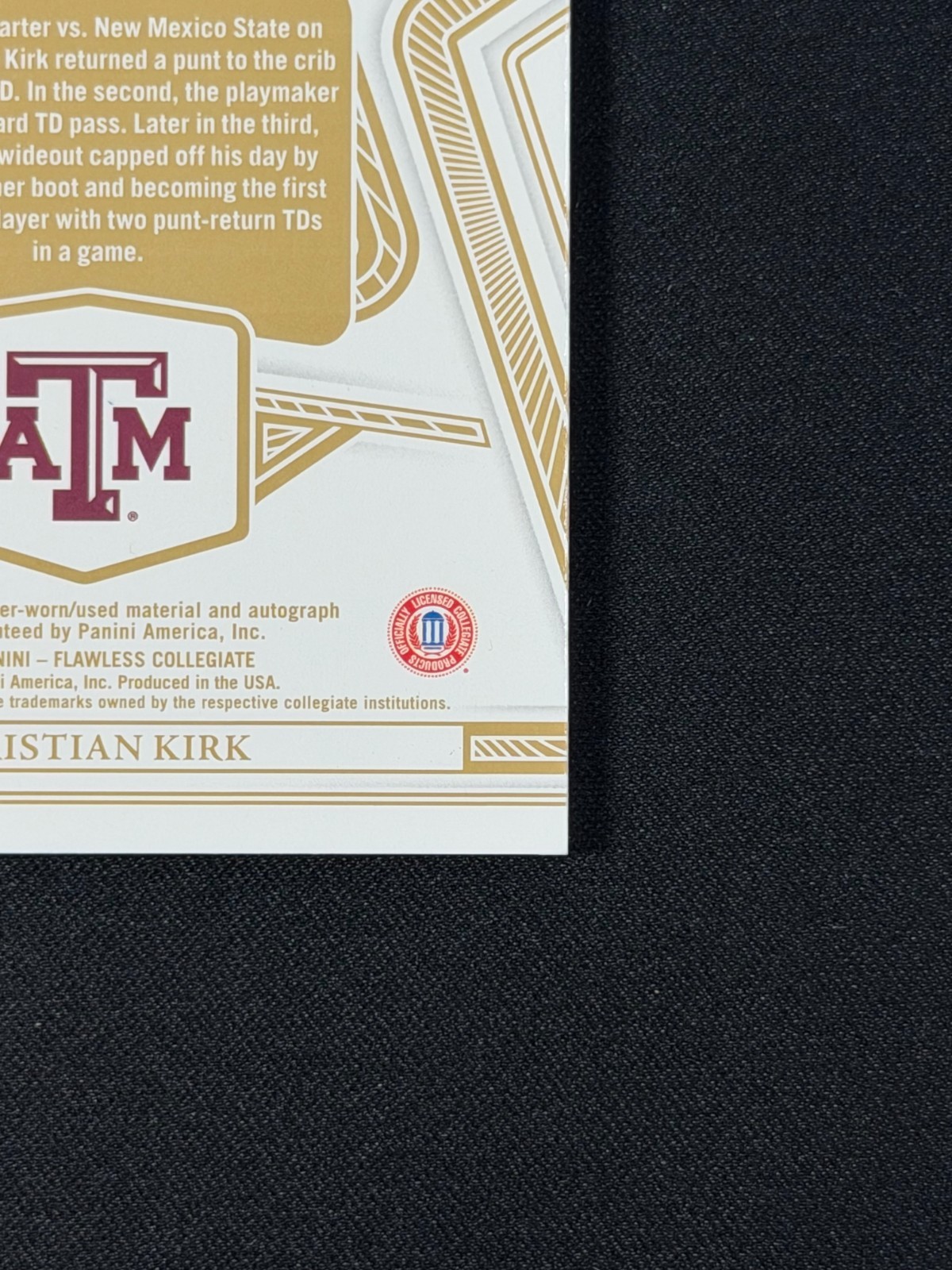 Christian Kirk 2023 Flawless Star Swatch Signatures Platinum 1/1 Texas A&M view 12