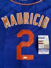 Ronny Mauricio Signed Mets Blue Jersey #2 JSA Signature Debut COA