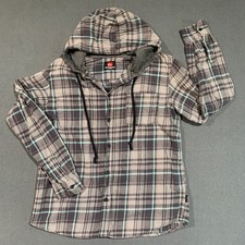 Quiksilver Youth XL Hooded Flannel Shirt Button Up Long Sleeve Plaid Casual