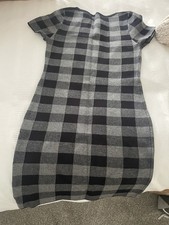 Apricot Gingham Check Heavy Knit Dress