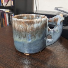 Shearwater Pottery Blue Woodpecker Demitasse Cup - Ocean Springs, MS.