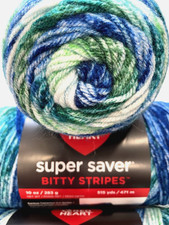 1 SKEIN Red Heart BITTY STRIPE YARN "SEAWEED 10oz 4 Med. 283g/515yds Acrylic