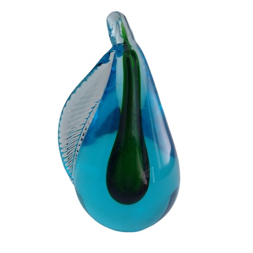 Fermacarte vintage in vetro artistico di Murano blu e verde pera - Foto 4 di 9