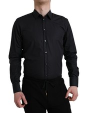 Dolce & Gabbana Navy Blue Cotton Collared Formal Dress Men's Shirt Authentic