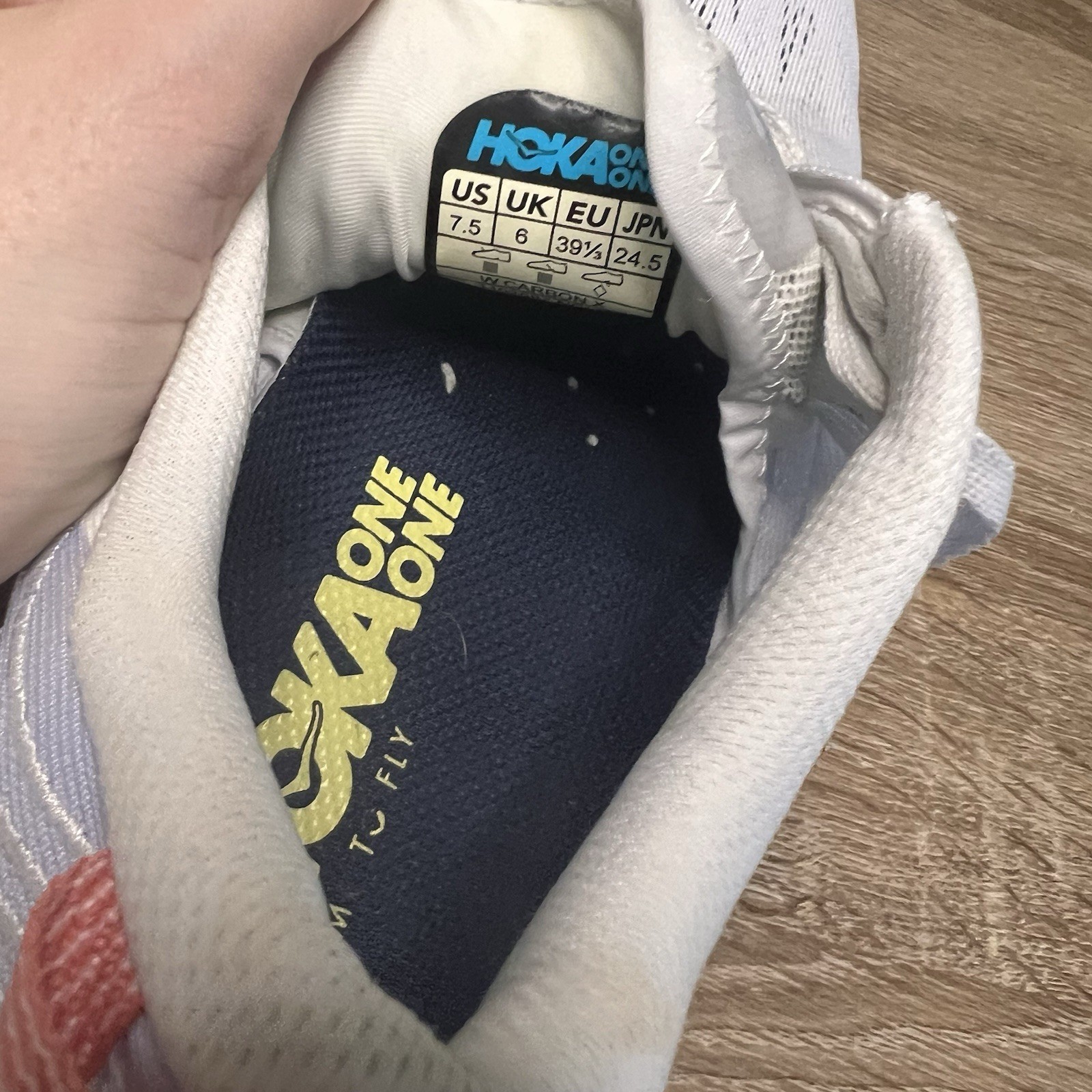 HOKA One One Carbon X Running Shoes – Nimbus Cloud / Lantana – Women’s 7.5 thumbnail 7