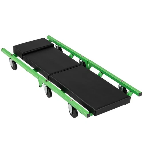 Foldable Mechanics Creeper Seat with 360 Swivel Wheels Garage Stool Green