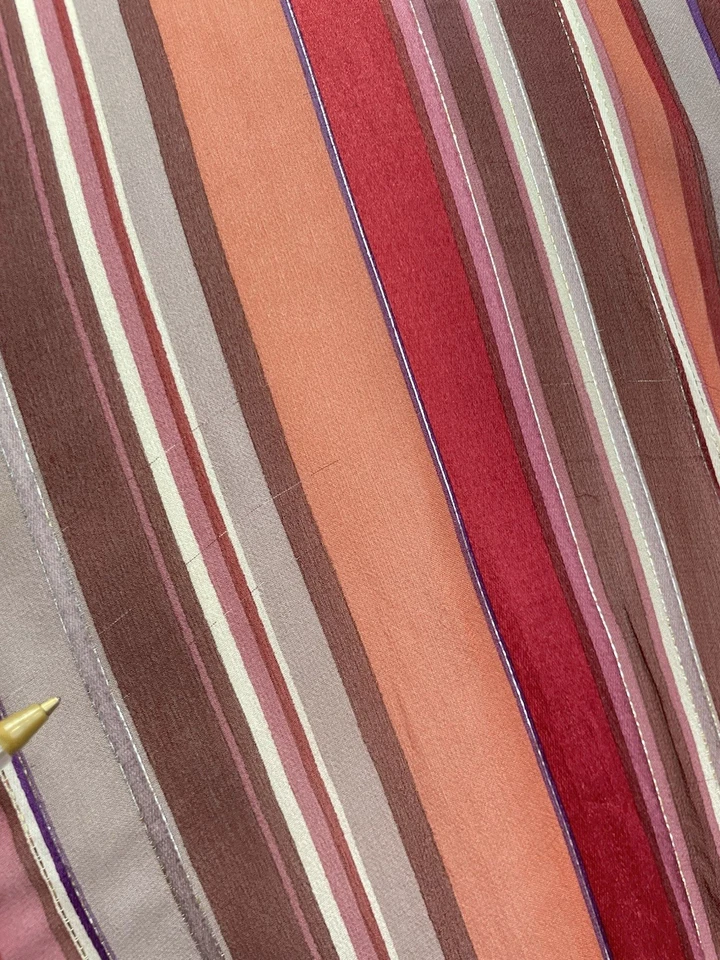 H5# Louis Féraud Paris 条纹丝绸围巾红色粉红色紫色透明优雅 — 第 3/4 张图片