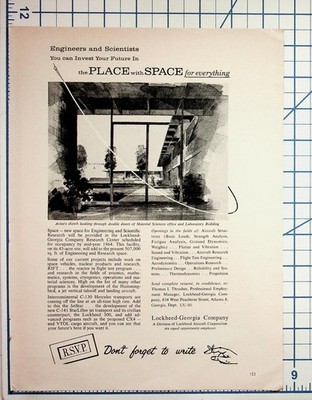 1964 Lockheed-Georgia Aerospace Engineer Recruitment Magazine Ad Atlanta