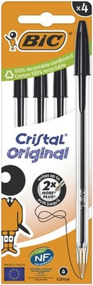 BIC Kugelschreiber Cristal Original schwarz 4er Kartonbox