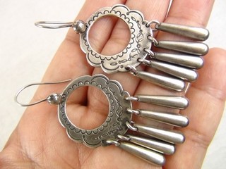 15g 2.5" Earrings Native Signed Stamped Sterling Silver Dangle Earrings Navajo
