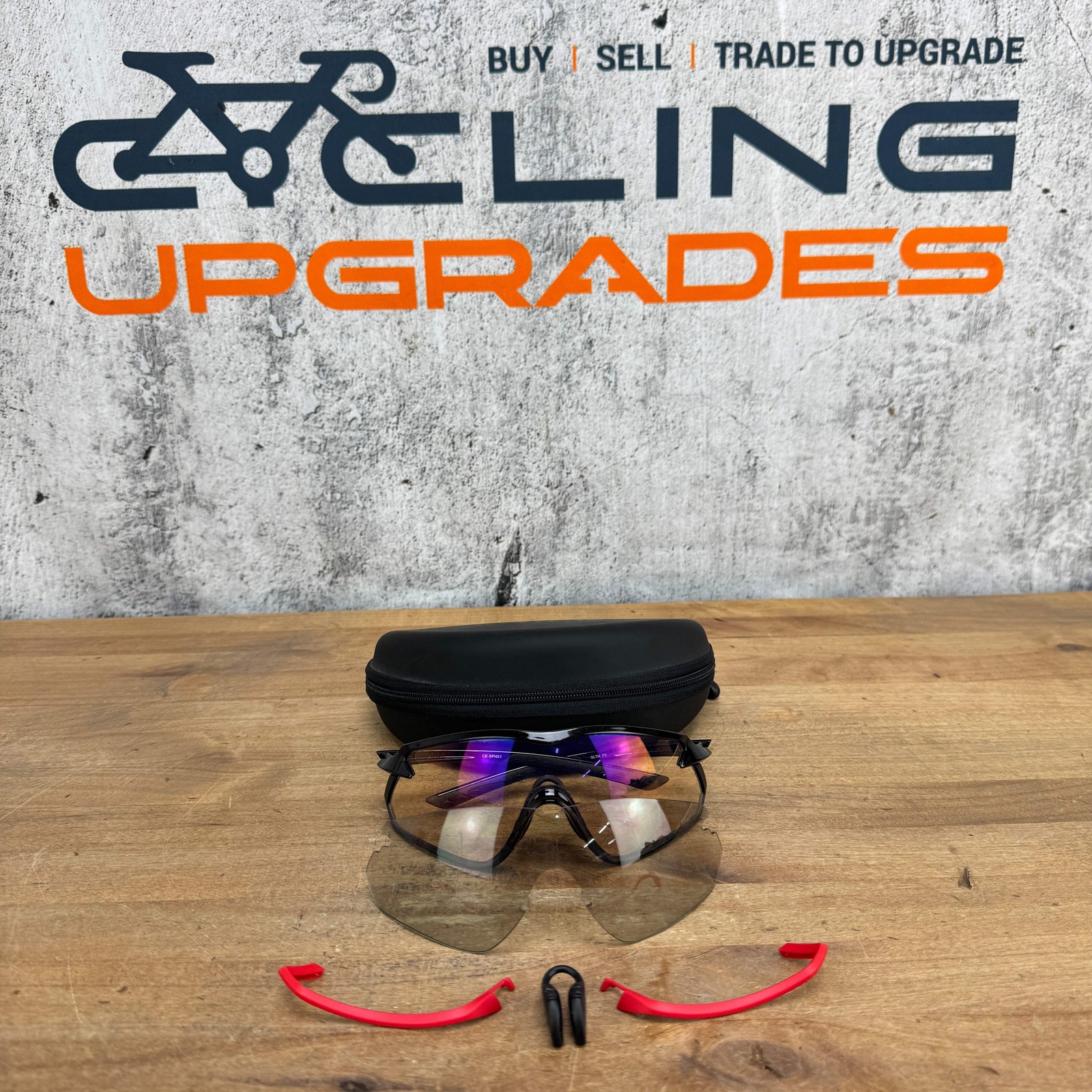 Shimano S-Phyre Black Cycling Sunglasses w/ Photochromic/Clear Lenses & Case 28g