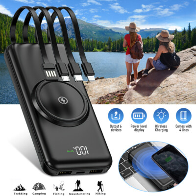 9000000mAh Wireless Power Bank 4-USB Portable External Battery Pack Fast Charger