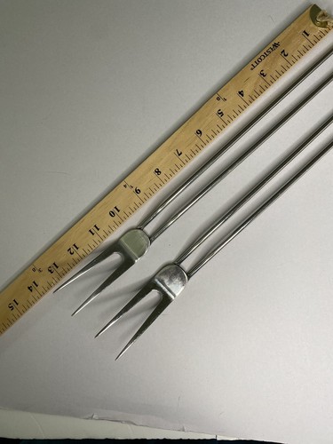 Set Of 2 Stainless Steel Modern Grilling BBQ Forks 13.5 In. Long Meat Lifters - Picture 10 of 10