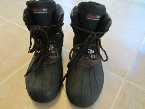 Mens/Boys TOTES Thermolite Insulated Waterproof Brown Suede Winter Snow Boots 9M - Picture 3 of 7