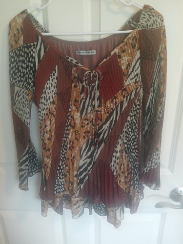 SIGNATURE by LARRY LEVINE Multicolor Accordion Pleated Blouse Women's Size M - Picture 5 of 5