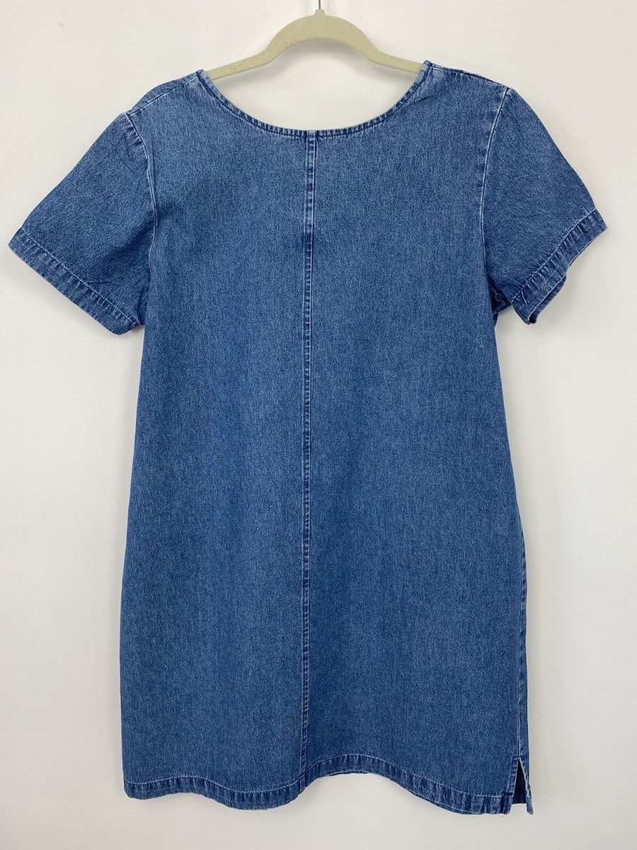 NORDISK■Woman's denim dress■送料込 Women's Casual Long Sleeve Denim Dress Vintage Elastic Waist