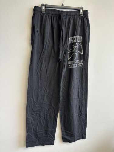 Pantaloni da salotto Led-Zeppelin da uomo nuovi senza etichette taglia media neri - Foto 1 di 2