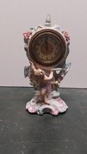 Antico Orologio Da Mensola Porcellana Putto E Decori Floreali 1920 Antiquariato