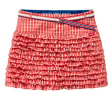 Oilily 98 EU Size 3 Girl Red White Ruffle Skirt in Gingham Checkered Pattern
