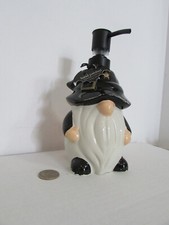 Halloween Gnome Shaped Ceramic Soap Dispenser New w Tag Wizard Hat Pumpkins