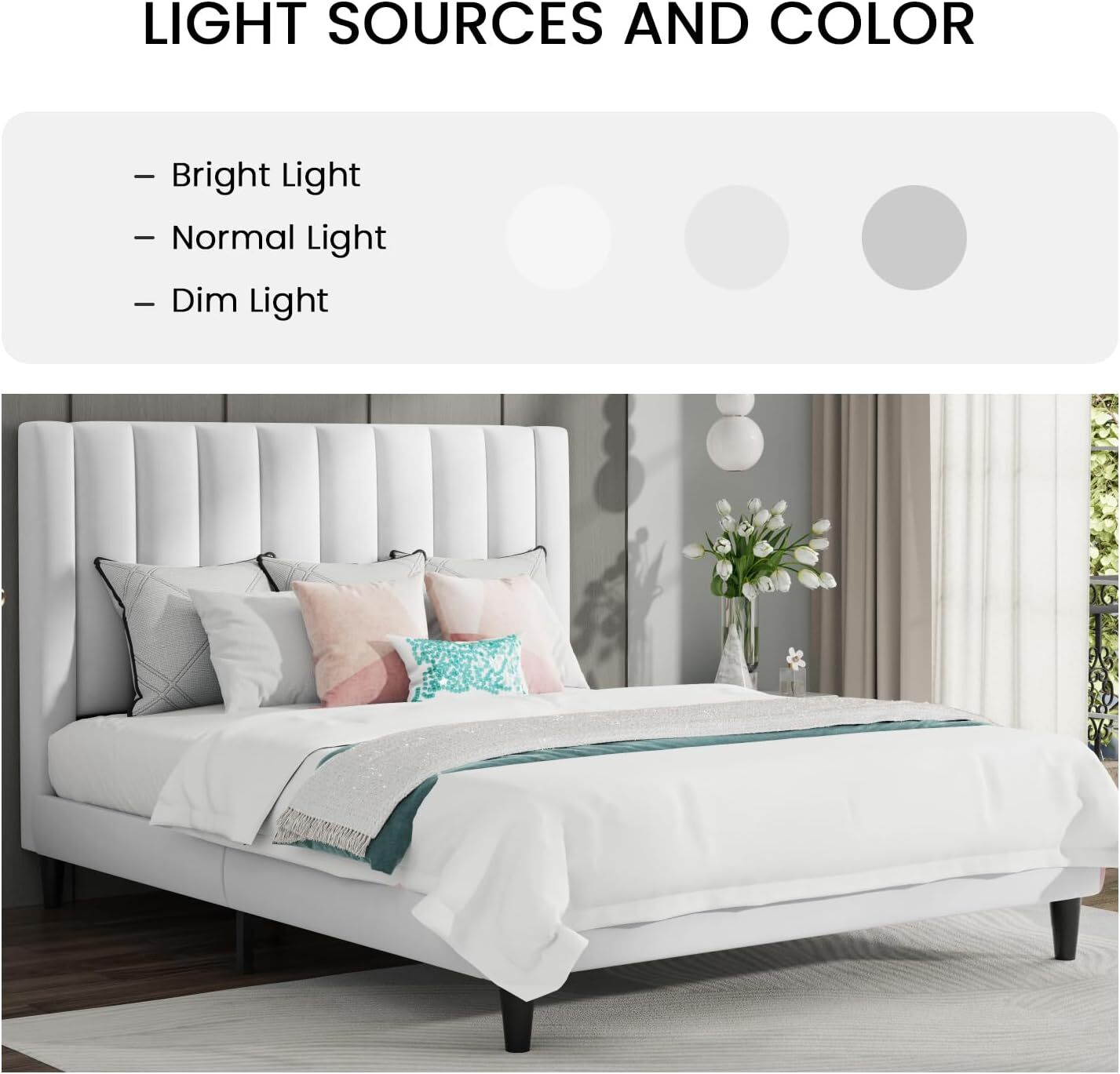 4 Storage Drawers Velvet Headboard White