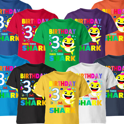 Personalisiertes T-Shirt Geburtstag Hai Kinder Party Geschenk Jungen Mädchen Kinder Oberteil