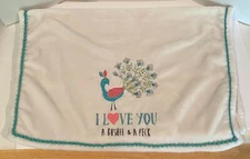 Levtex Peacock I Love You A Bushel & A Peck Baby Blanket - 38X28 inches