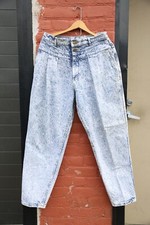 Vintage LEE Pleated Tapered Acid Wash Jeans High rise pants size 16 womens 80s