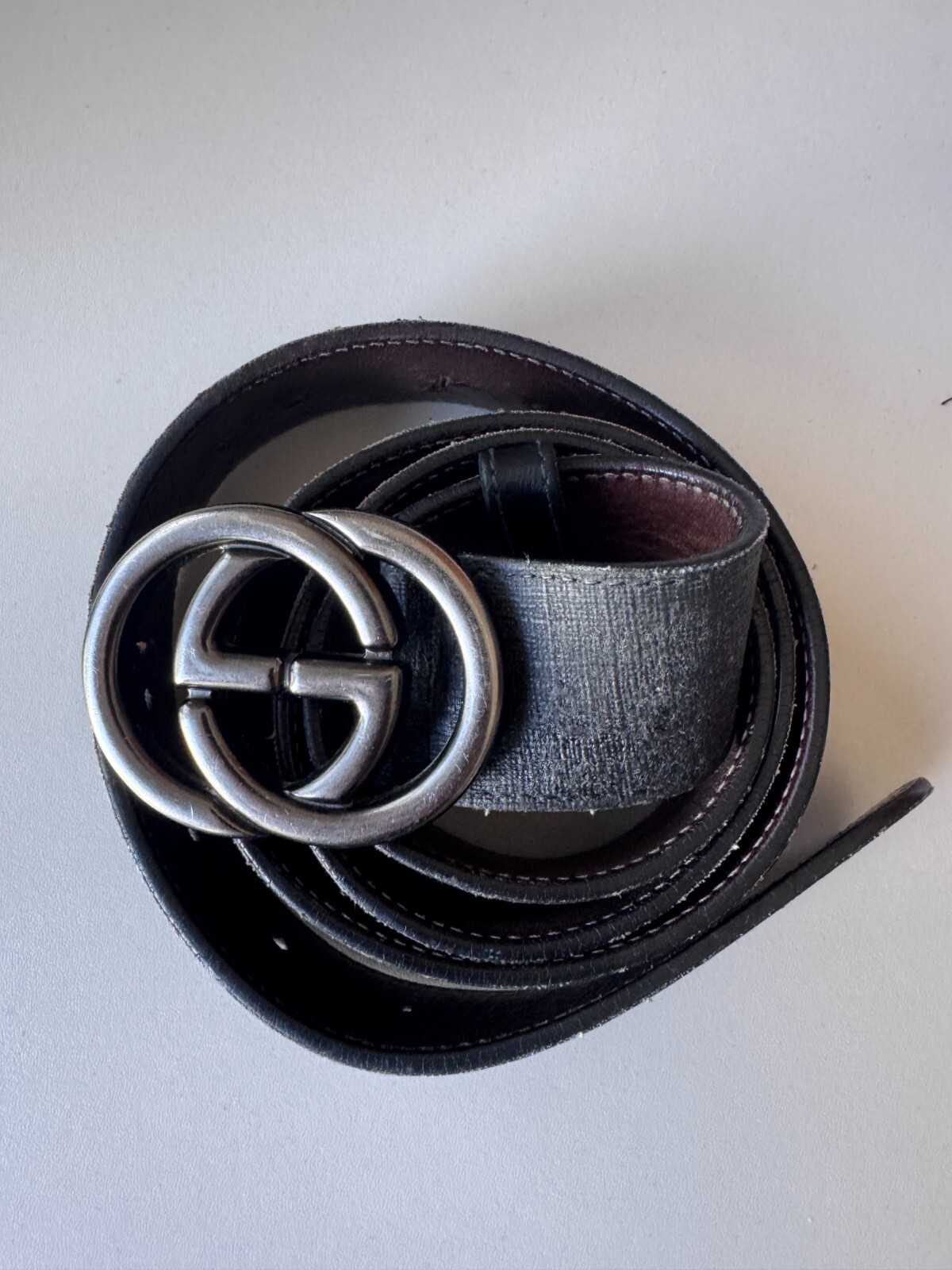 Gucci Mens Belt 100-40mm Classic Logo Buckle Leather Strap-image